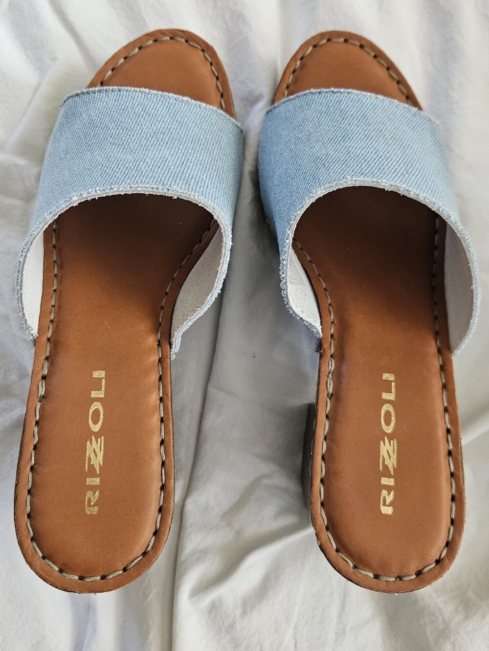 Rizzoli Denim Platform Slide Sandals – Made in Italy – NWT in Box - Size 7 - Picture 5 of 13